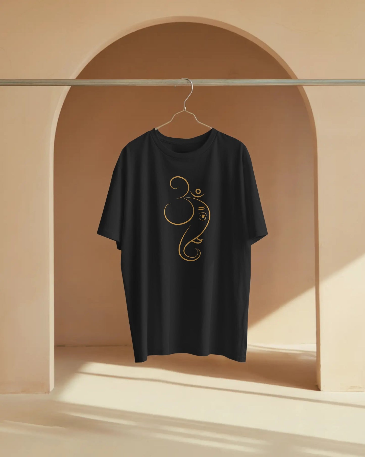 Minimalist Ganesh Outline T-Shirt | Spiritual Graphic Tee for Adults