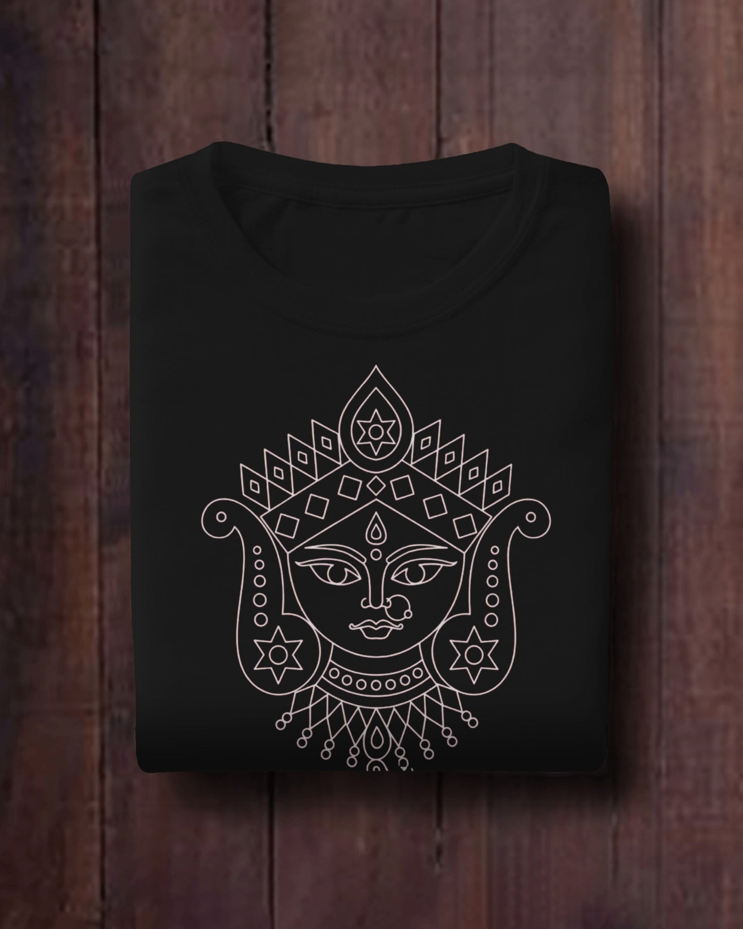 Unisex Durga Puja T-Shirt - Red & Black Bengali Goddess Design