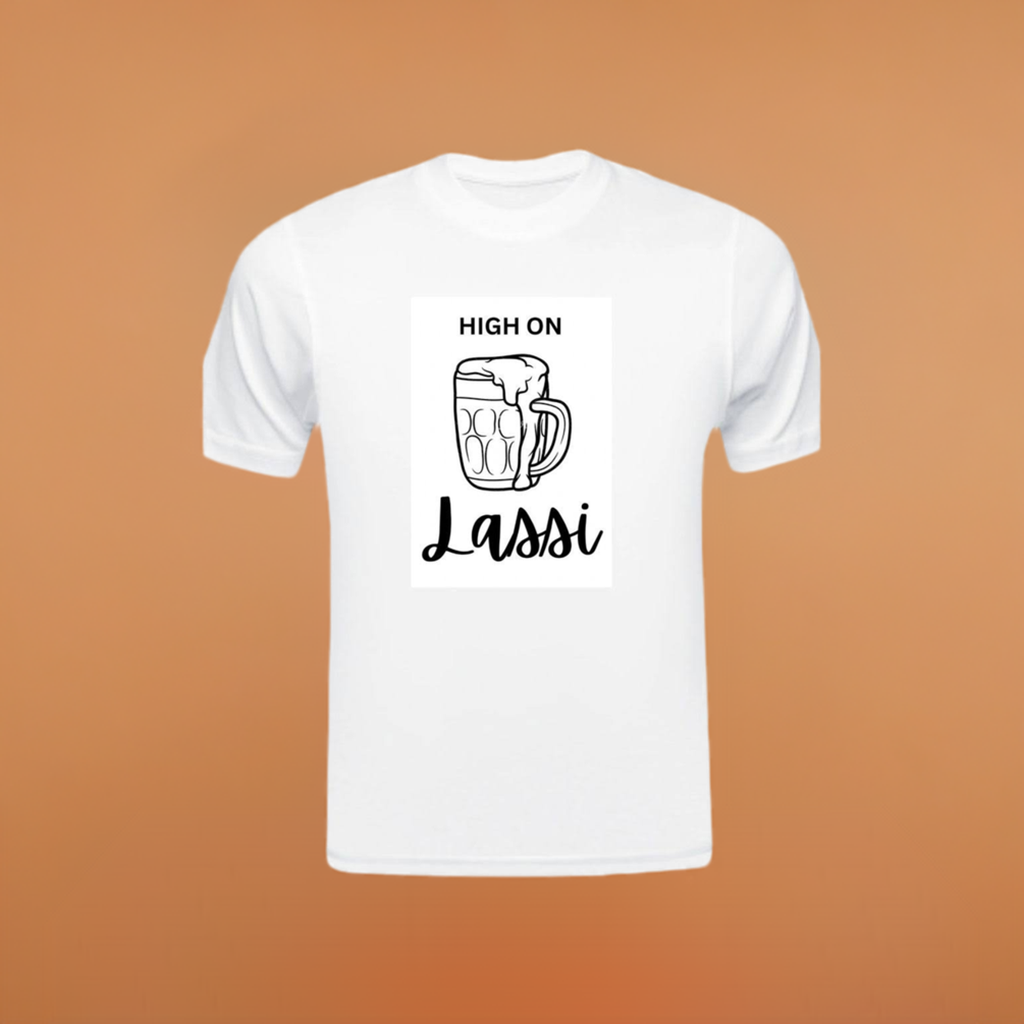 High on Lassi Humor T-Shirt| Bollywood Night | Movie Night Humor Tshirt