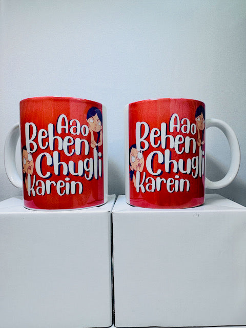 Aao Behen Chugli Karein - Coffee Mug - Casual Funny Hindi Humor Tea Cup