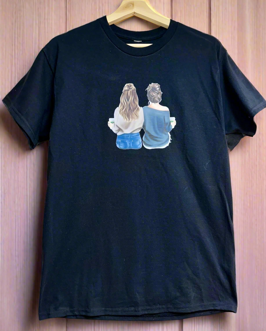 Coffee, Conversations & Forever Friendships | Black Tee | Valentines Forever Friendship Gift