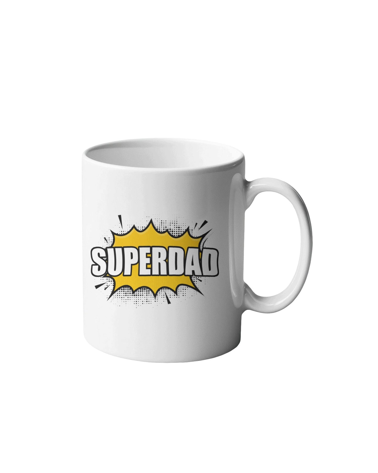 SuperDad Mug – Funny Comic Book Style Coffee Cup for Dad | Father's Day Gift | Super Hero Dad Mug | 11oz White Ceramic Mug | Unique Gift for Dad, Husband, or Grandpa