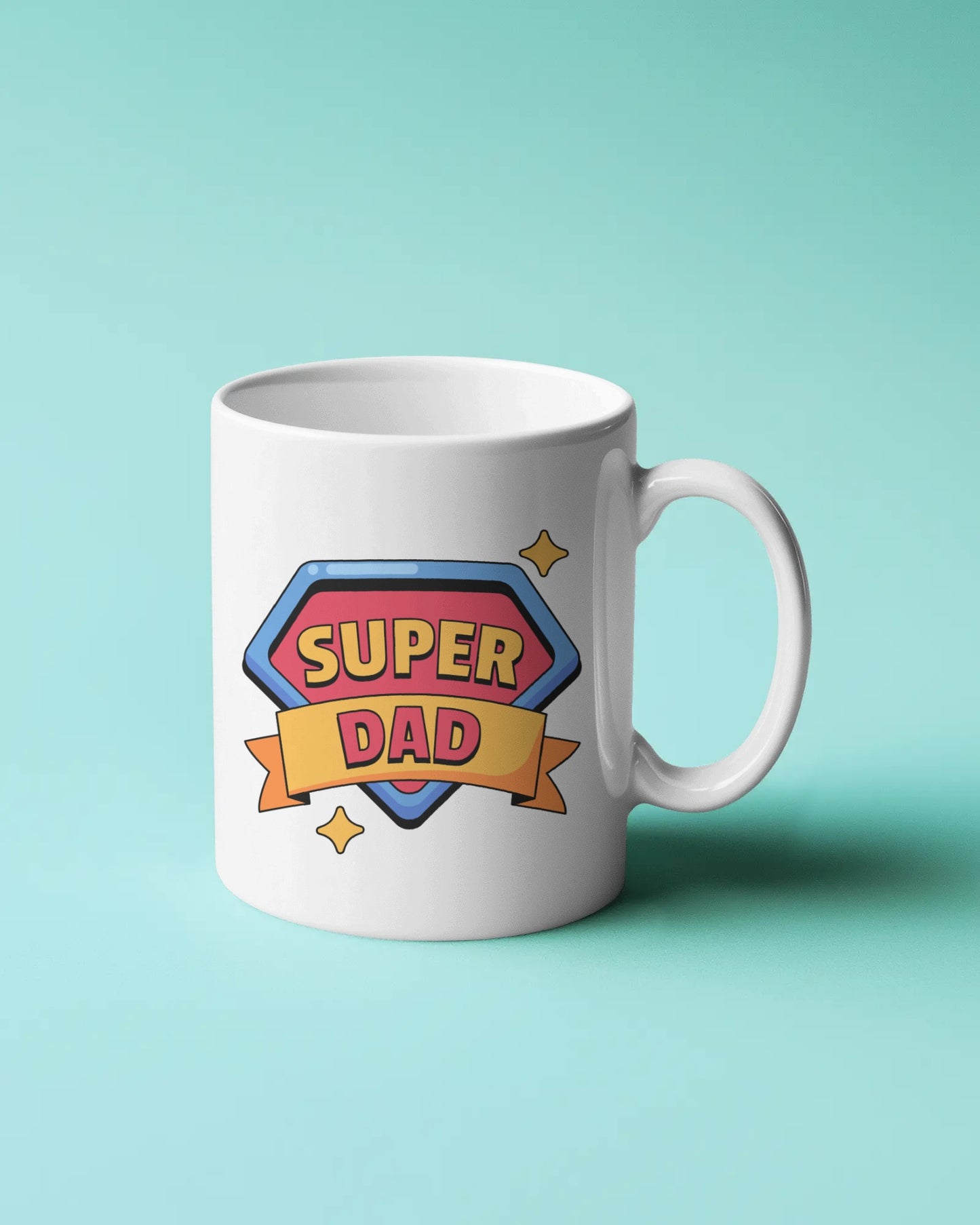 Super Dad Coffee Mug – Super Man style Father’s Day Gift for Dad, Dad Birthday Gift from Kids, 11oz Ceramic Cup, Superhero Design Coffee Mug
