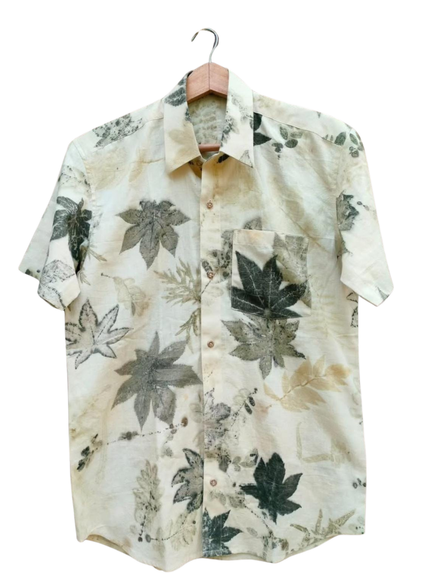 Eco-Printed Leaf Shirt – One-of-a-Kind Plant Dyed Organic Cotton Tee