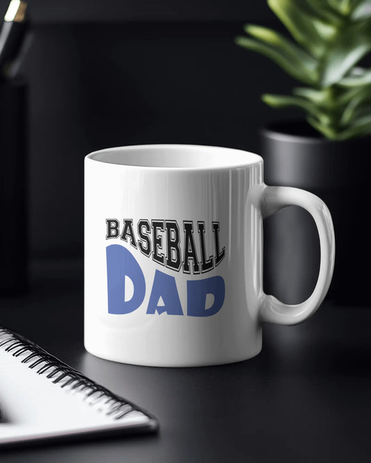 Baseball Dad Mug – Premium White Ceramic Sports Gift for Fathers | 11oz Coffee Cup for Baseball Lovers | Father’s Day Gift for Coach, Husband, or Baseball Fan Dad
