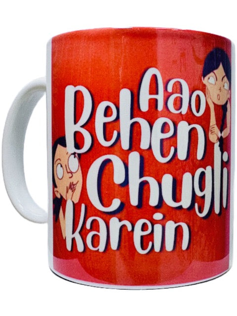 Aao Behen Chugli Karein - Coffee Mug - Casual Funny Hindi Humor Tea Cup