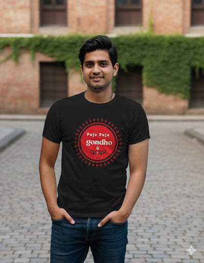 Pujo Pujo Gondo - Durga Puja Bengali Festive Apparel |  Unisex Tshirt