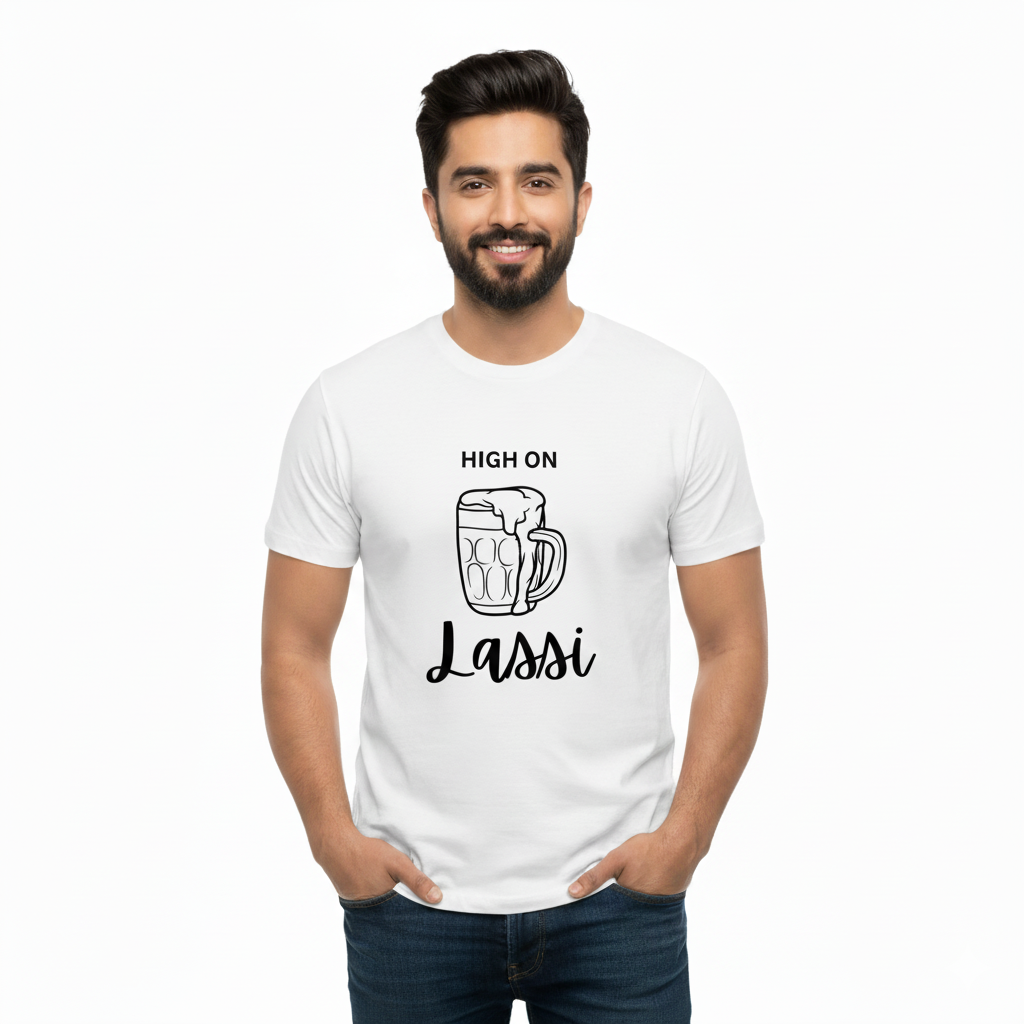 High on Lassi Humor T-Shirt| Bollywood Night | Movie Night Humor Tshirt