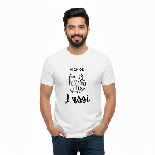 High on Lassi Humor T-Shirt| Bollywood Night | Movie Night Humor Tshirt