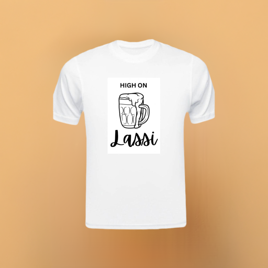 High on Lassi Humor T-Shirt| Bollywood Night | Movie Night Humor Tshirt