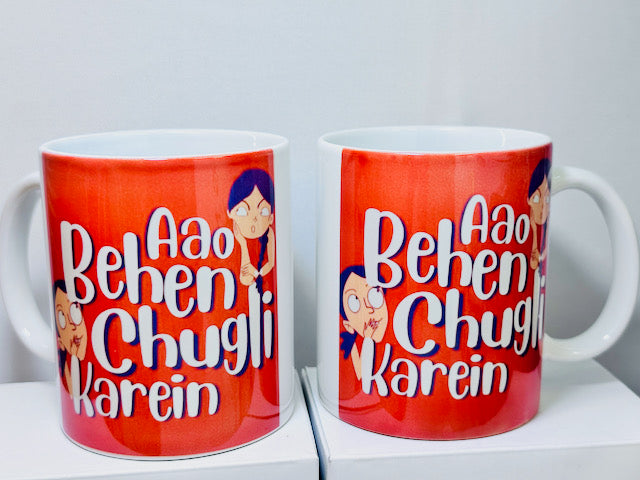 Aao Behen Chugli Karein - Coffee Mug - Casual Funny Hindi Humor Tea Cup
