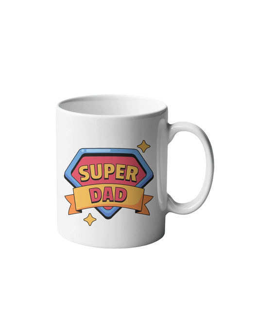 Super Dad Coffee Mug – Super Man style Father’s Day Gift for Dad, Dad Birthday Gift from Kids, 11oz Ceramic Cup, Superhero Design Coffee Mug