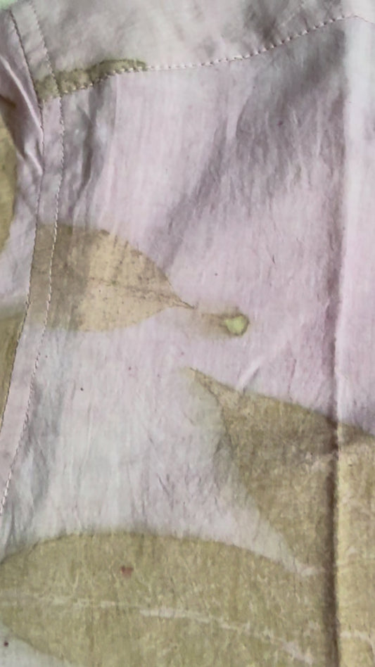 Plant Leaf Dye Printed Shirt – One-of-a-Kind Plant Dyed Organic Cotton Shirt Lighter Shades