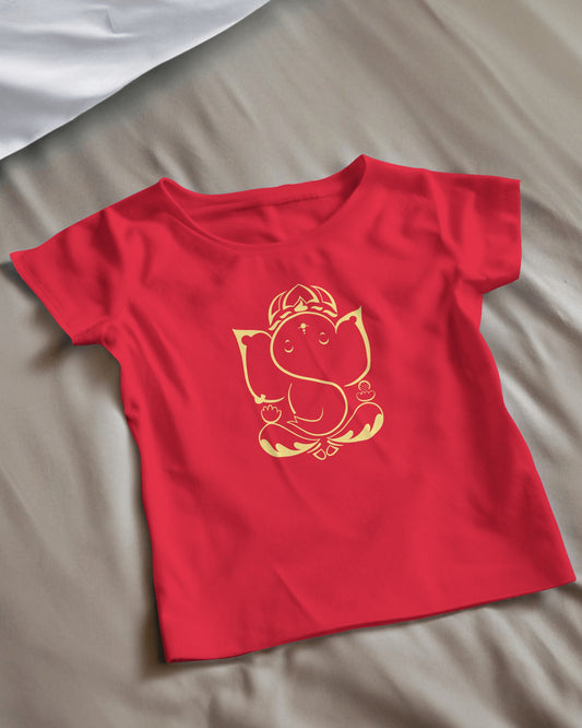 Red Ganesh Graphic Tee | Bold Spiritual T-Shirt for Festive Wear